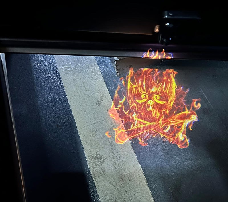 NewL 2 Pcs Led Car Door Welcome Light for X Fire Skull Logo Symbol Projector Lights Ghost Shadow Light - Image 5